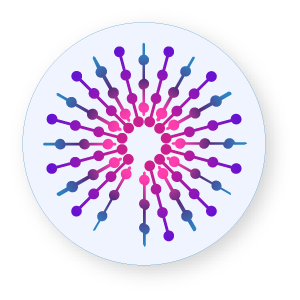 The Galactic Polymath logo. A starburst of lines and dots, in blue, purple and pink.